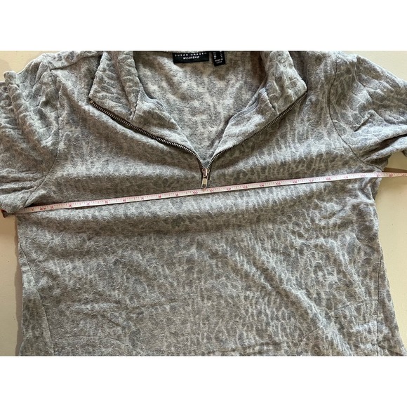 Susan Graver Weekend Burnout Jacquard Knit Half-Zip Top GRAY NWOT SIZE M - Picture 8 of 9